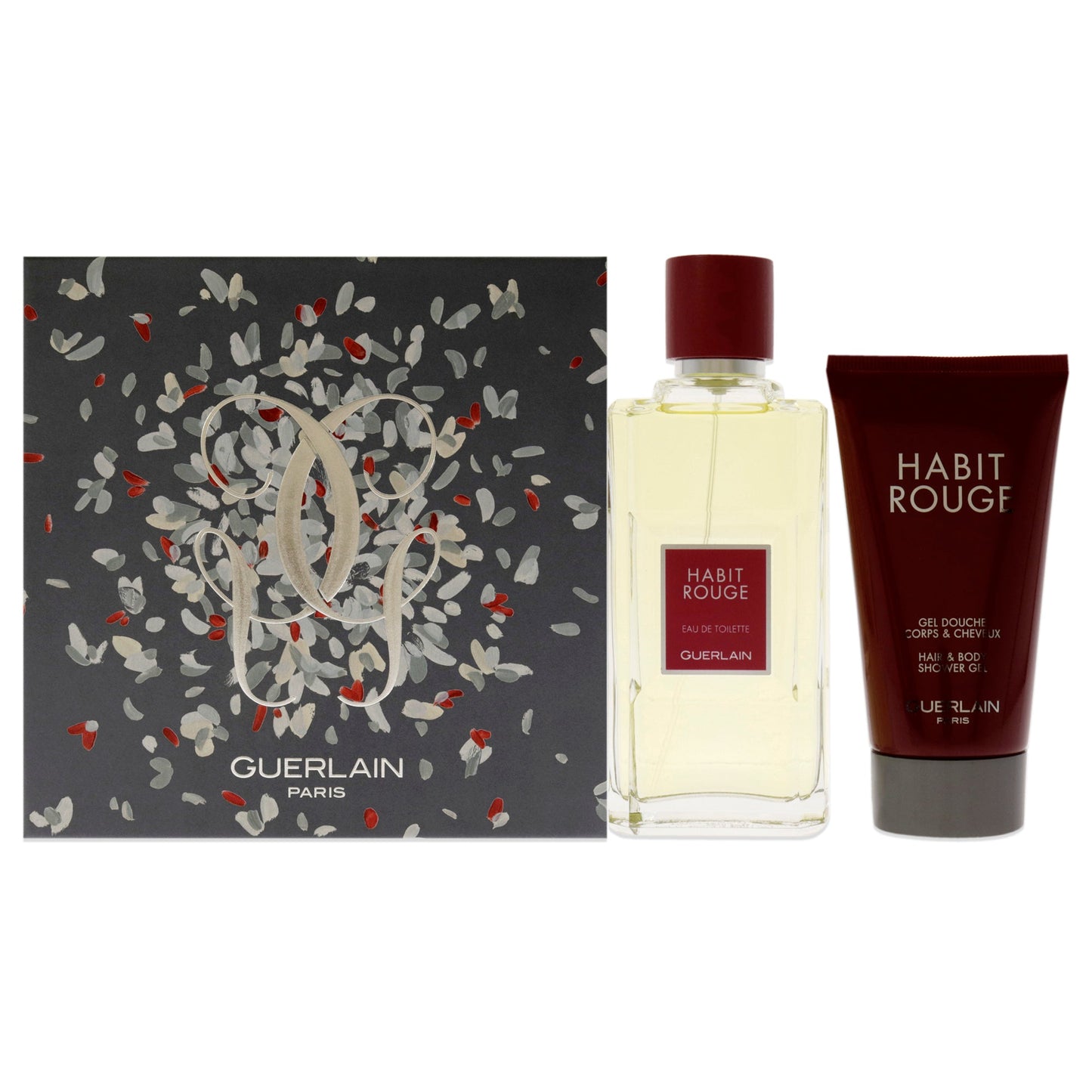 Habit Rouge by Guerlain for Men - 2 Pc Set 3.4oz EDT Spray, 2.5oz Shower Gel