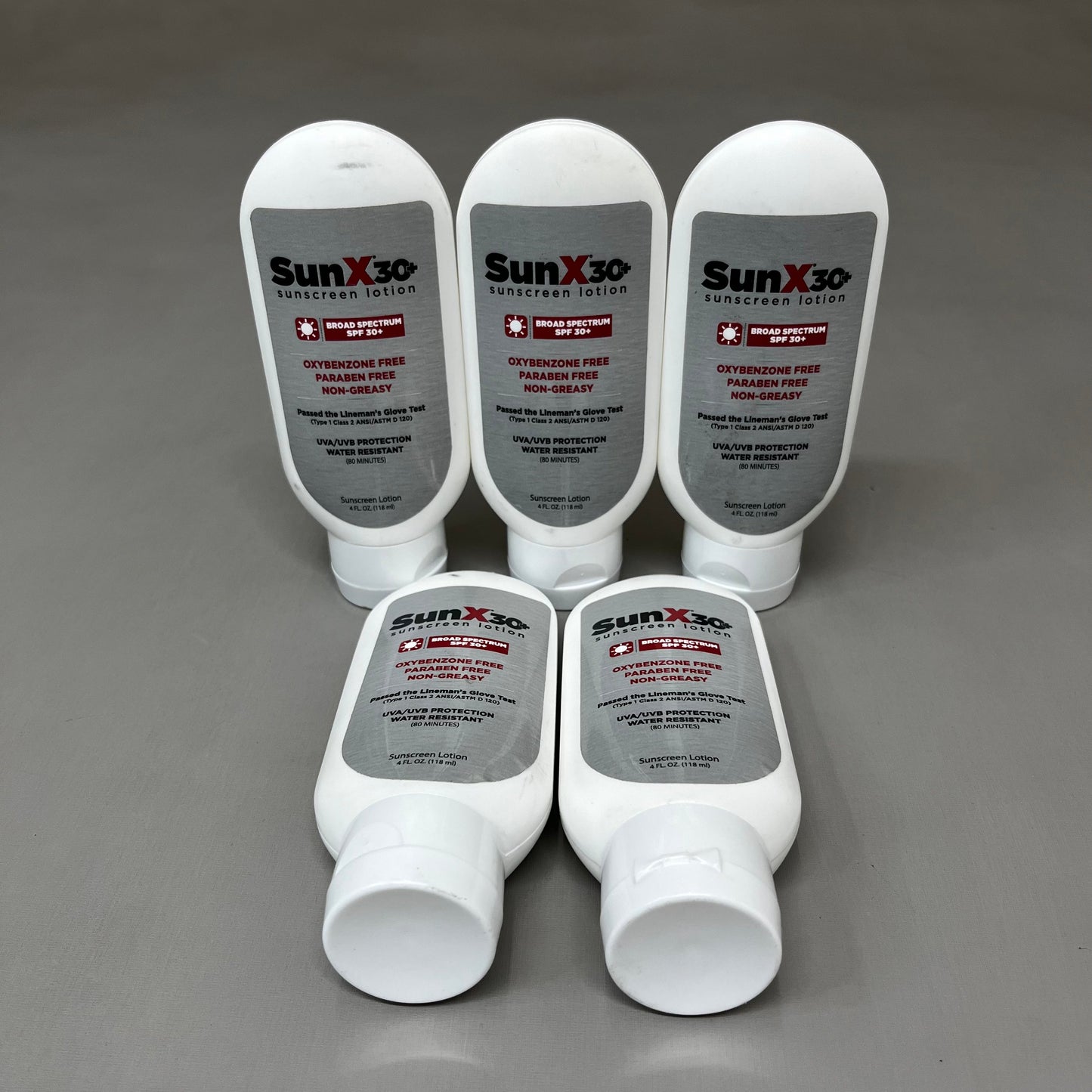 CORTEX 5 Pack! SUNX Sunscreen Lotion Tottle Bottle SPF 30 4 fl oz. 1PBT3 (New)