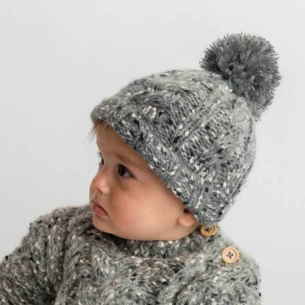 Huggalugs Grey Tweed Beanie Hat