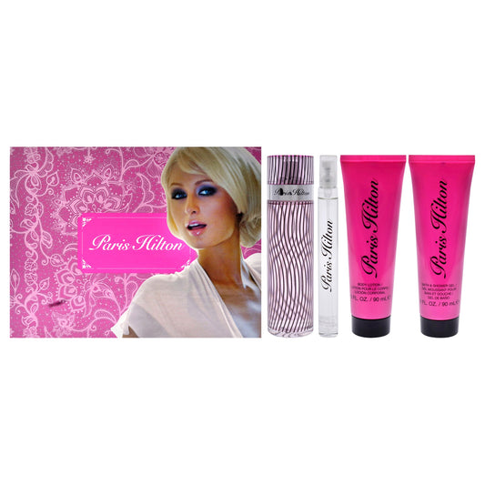 Paris Hilton by Paris Hilton for Women - 4 Pc Gift Set 3.4oz EDP Spray, 0.34oz EDP Spray, 3.0oz Body Lotion, 3oz Bath and Shower Gel