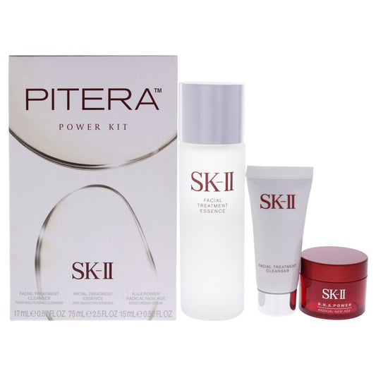 Pitera Power Kit by SK-II for Unisex - 3 Pc 2.5 oz Facial Treatment Essence, 0.57 oz Facial Treatment Cleanser, 0.50 oz RNA Cream