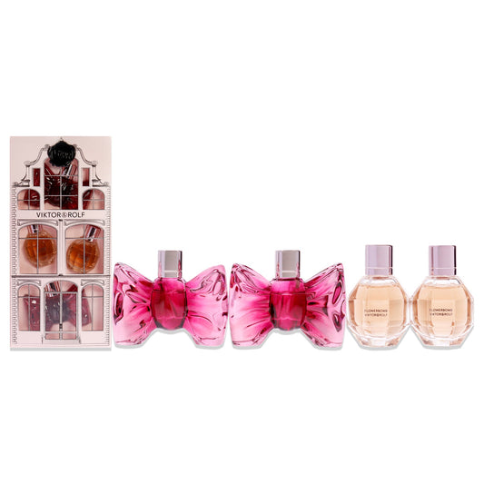 The House of Viktor and Rolf by Viktor and Rolf for Women - 4 Pc Mini Gift Set 2 x 0.24oz FlowerBomb EDP Spray, 2 x 0.24oz Bonbon EDP Spray