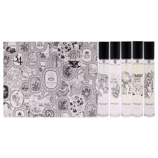 Diptyque Discovery Mini Set by Diptyque for Unisex - 5 Pc Set 0.25oz Do Son, 0.25oz Eau des Sens, 0.25oz Philosykos, 0.25oz LOmbre dans lEau, 0.25oz Eau Rose
