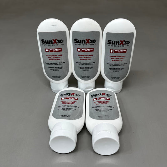 CORTEX 5 Pack! SUNX Sunscreen Lotion Tottle Bottle SPF 30 4 fl oz. 1PBT3 (New)