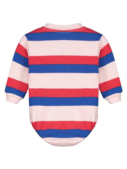 FLEECE ROMPER, PINK STRIPE