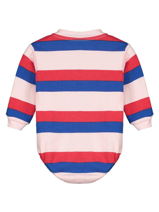 FLEECE ROMPER, PINK STRIPE
