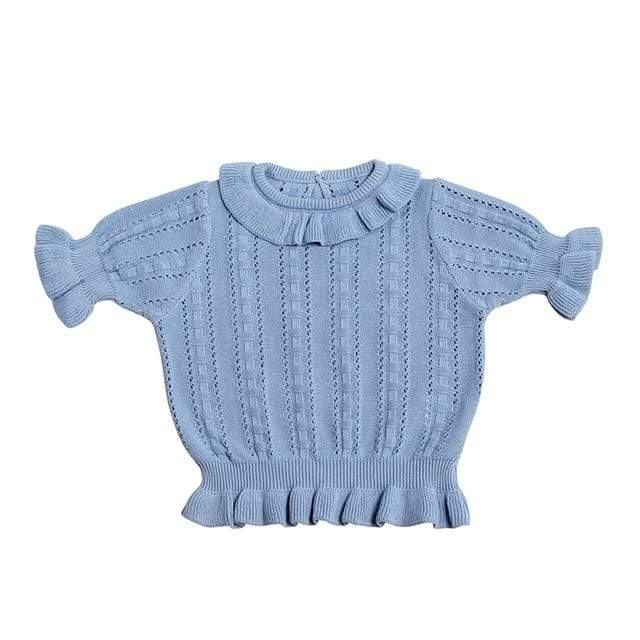 Girl's Clothing P702 Blue / 5T (120) Cute Hollow Out Knit Pullover